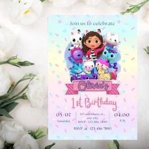 Gabby's dollhouse uitnodiging