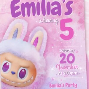 Labubu verjaardag uitnodiging