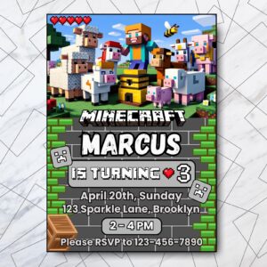 Minecraft-feestuitnodigingskaart