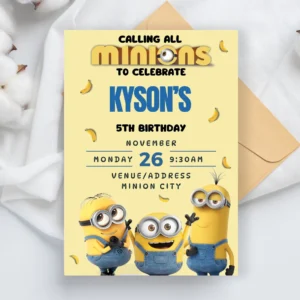 Minions verjaardagsuitnodiging