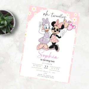 Minnie mouse en daisy uitnodiging