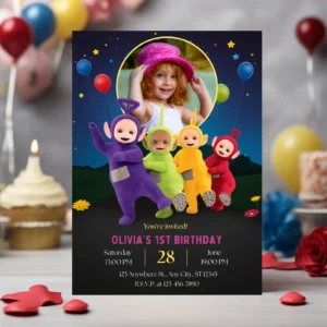 Teletubie verjaardagsuitnodiging