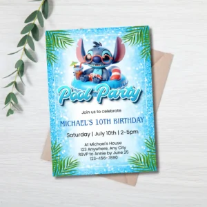 Poolparty verjaardagsuitnodiging