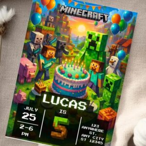 Minecraft gameparty uitnodiging