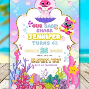 Roze babyhaai uitnodiging