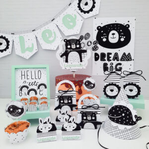 Dieren zwart met wit en groen